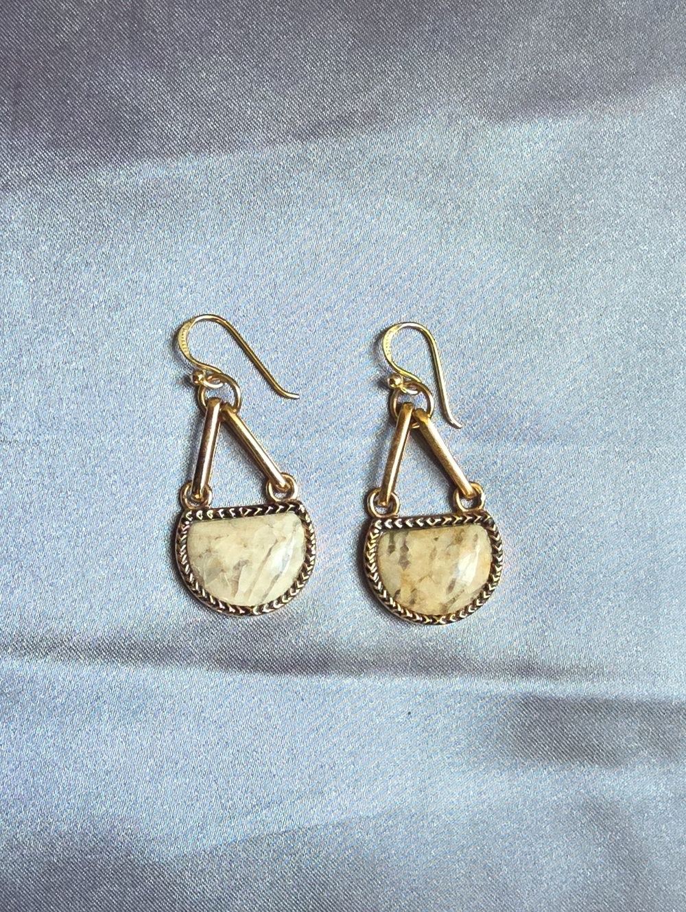 Vintage BARSE Sterling Silver Gold Vermeil Jasper Drop Dangle Earrings